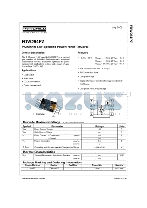 FDW254PZ datasheet - P-Channel 1.8V Specified PowerTrench MOSFET
