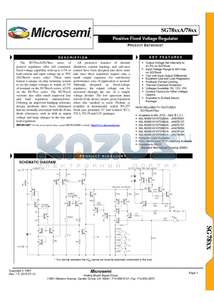 JAN7805K datasheet - Positive Fixed Voltage Regulator