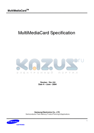 MC1DU016HAFA-0QC00 datasheet - MultiMediaCard Specification