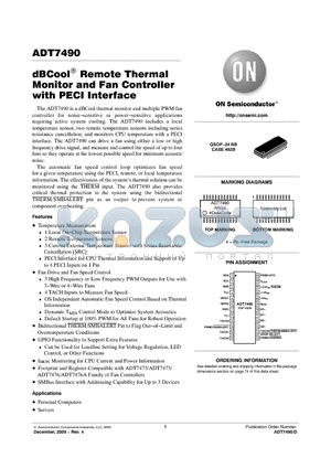 ADT7490ARQZ datasheet - dBCool Remote Thermal Monitor and Fan Controller with PECI Interface