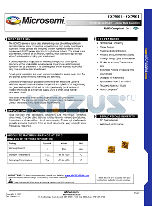 GC9005 datasheet - PASSIVE DEVICES - Spiral Bias Elements