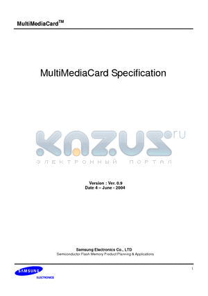 MC1DU016NAFB-0QC00 datasheet - MultiMediaCard Specification
