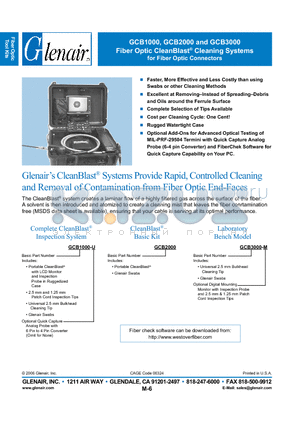 GCB3000 datasheet - Fiber Optic CleanBlast^ Cleaning Systems