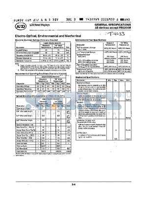 FE0703 datasheet - Elrctro-Optical, Environmental and Mechanical