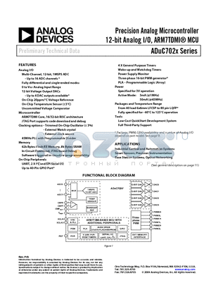 ADUC7021BCP32 datasheet - Precision Analog Microcontroller 12-bit Analog I/O, ARM7TDMI MCU