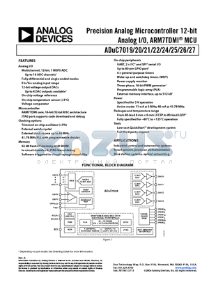 ADUC7027 datasheet - Precision Analog Microcontroller 12-bit Analog I/O, ARM7TDMI MCU