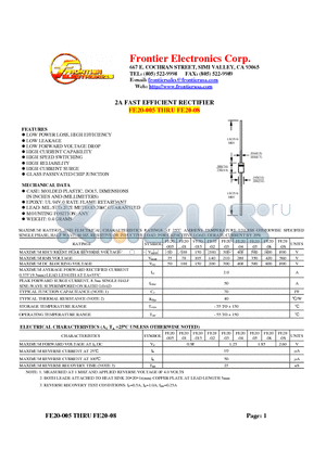 FE20-03 datasheet - 2A FAST EFFICIENT RECTIFIER