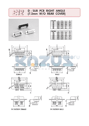 E12-19-F-G-T-A-A-1 datasheet - D-SUM PCB RIGHT ANGLE(7.2MM W/O REAR COVER)