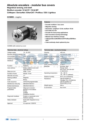 GCMMS.B205PA2 datasheet - Absolute encoders - modular bus covers