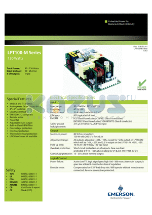 LPT101-M datasheet - 130 Watts Medical and ITE safeties