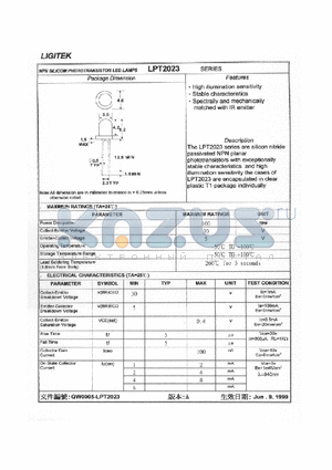 LPT2023 datasheet - NPN SILICON PHOTOTRANSISTOR LED LAMPS