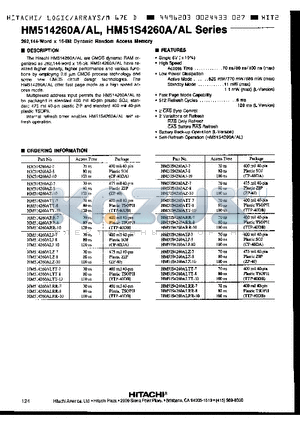 HM51S4260AZ-8 datasheet - 262, 144-Word x 16-Bit Dynamic Random Access Memory