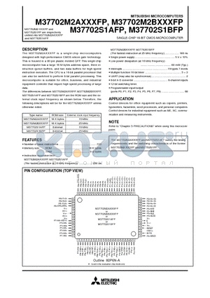 M37702M2AXXXFP datasheet - SINGLE-CHIP 16-BIT CMOS MICROCOMPUTER