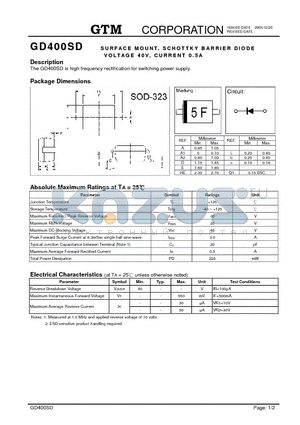 GD400SD datasheet - SURFACE MOUNT SCHOTTKY BARRIER DIODE