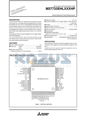 M37733EHLHP datasheet - PROM VERSION OF M37733MHLXXXHP(MICROCOMPUTERS)