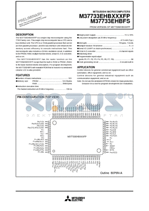 M37733MHB-217FP datasheet - PROM VERSION OF M37733MHBXXXFP(MICROCOMPUTERS)