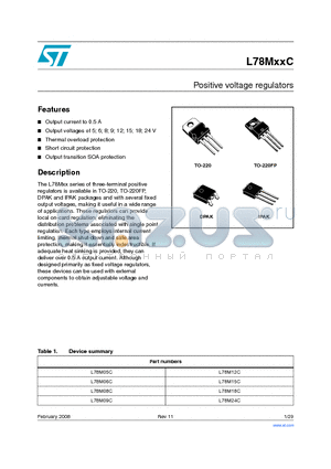 L78M05CDT-TR datasheet - Positive voltage regulators