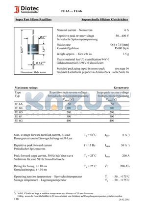 FE6D datasheet - Super Fast Silicon Rectifiers