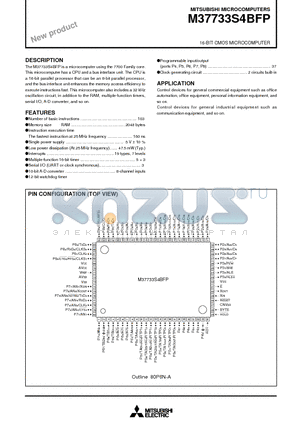 M37733S4 datasheet - 16-BIT CMOS MICROCOMPUTER