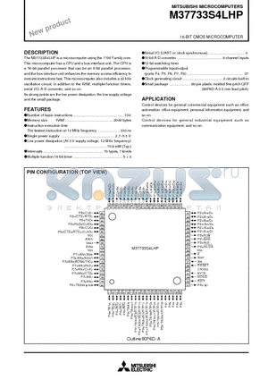 M37733S4LHP datasheet - 16-BIT CMOS MICROCOMPUTER