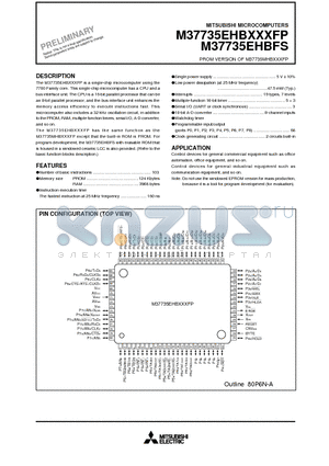 M37735EHB datasheet - PROM VERSION OF M37735EHBXXXFP