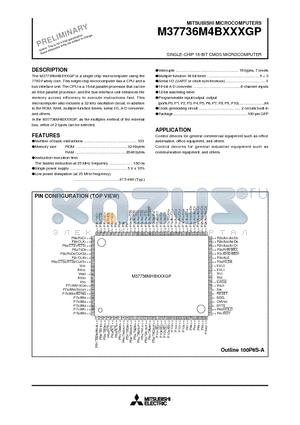 M37736M4BXXXGP datasheet - SINGLE-CHIP 16-BIT CMOS MICROCOMPUTER