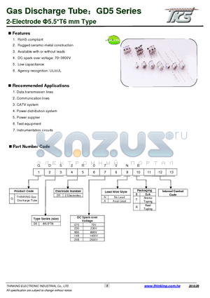 GD52R25BNT datasheet - 2-Electrode 5.5T6 mm Type