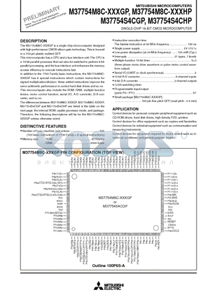 M37754S4CGP datasheet - SINGLE-CHIP 16BIT CMOS MICROCOMPUTER