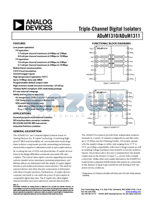 ADUM1310_08 datasheet - Triple-Channel Digital Isolators