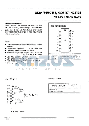 GD54HC133 datasheet - 13-INPUT NAND GATE