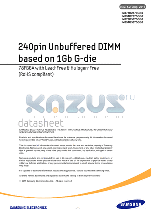 M378B2873GB0 datasheet - 240pin Unbuffered DIMM based on 1Gb G-die