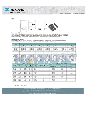 E122 datasheet - EI Core