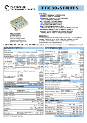 FEC30-24S15 datasheet - 30 WATTS MAXIMUM OUTPUT POWER