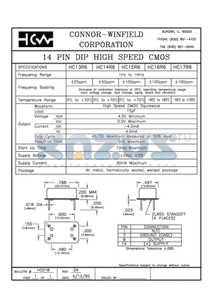 HC14R6 datasheet - 14 PIN DIP HIGH SPEED CMOS