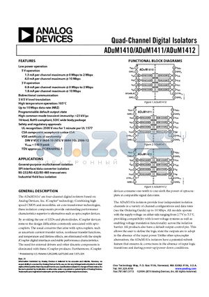 ADUM1410BRWZ-RL datasheet - Quad-Channel Digital Isolators