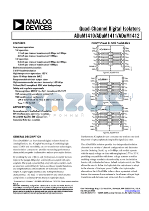 ADUM1410_07 datasheet - Quad-Channel Digital Isolators