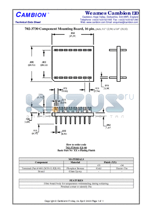 702-3730 datasheet - Component Mounting Board, 16 pin