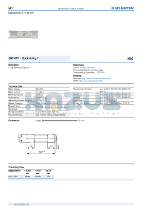 7020.8060 datasheet - Special Fuse, 14 x 50 mm