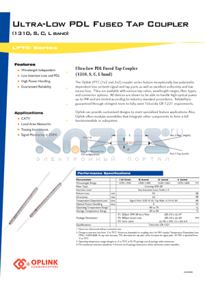 LPTC3115P datasheet - Ultra-Low PDL Fused Tap Coupler