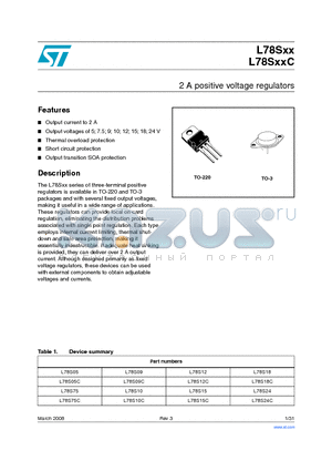 L78S09 datasheet - 2 A positive voltage regulators