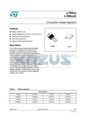 L78S10 datasheet - 2 A positive voltage regulators