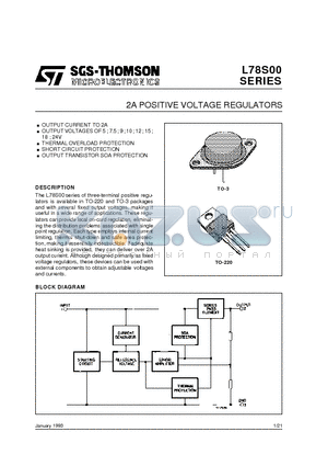 L78S75CV datasheet - 2A POSITIVE VOLTAGE REGULATORS