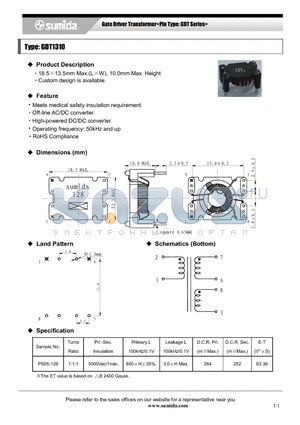 GDT1310 datasheet - Gate Driver Transformer<Pin Type: GDT Series>