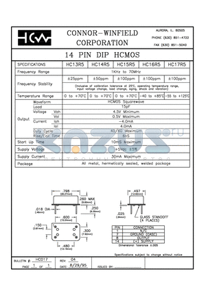 HC16R5 datasheet - 14 PIN DIP HCMOS