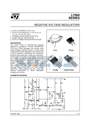 L7900 datasheet - NEGATIVE VOLTAGE REGULATORS