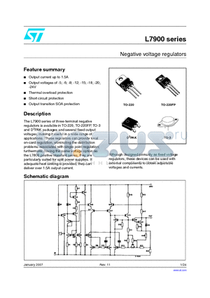 L7905CV datasheet - Negative voltage regulators