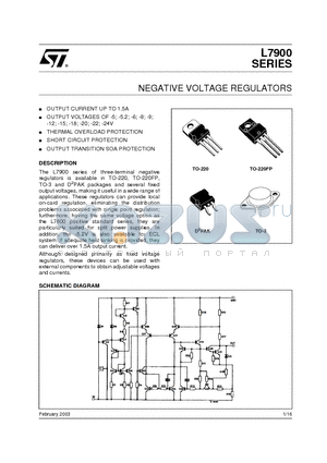 L7906C datasheet - NEGATIVE VOLTAGE REGULATORS