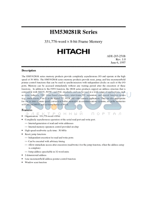 HM530281R datasheet - 331,776-word x 8-bit Frame Memory