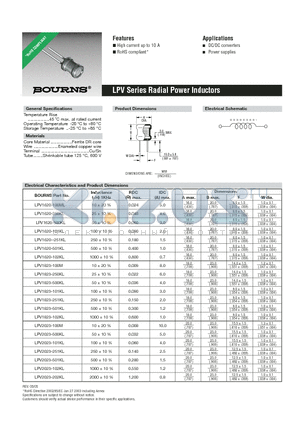 LPV2023-101KL datasheet - Radial Power Inductors