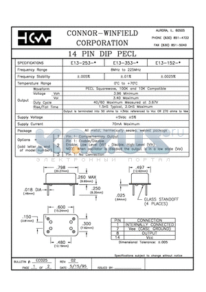 E13-353-3 datasheet - 14 PIN DIP ECL